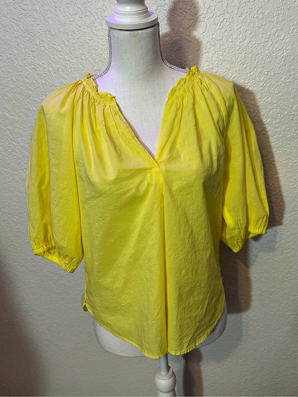Xirena Cotton Puff Sleeve Blouse in Yellow Size XS (B2)